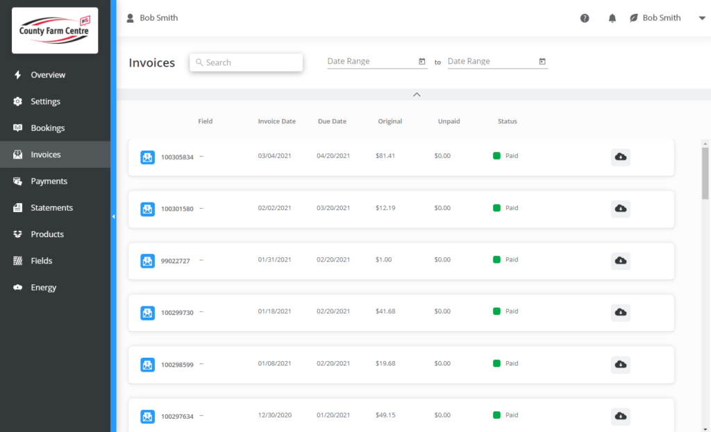 myFS Invoices Page