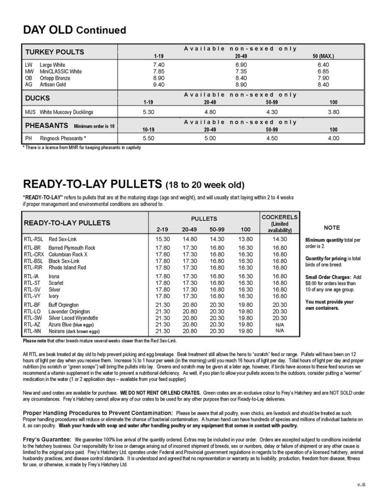 Freys Hatchery 2023 Price List-Page 2